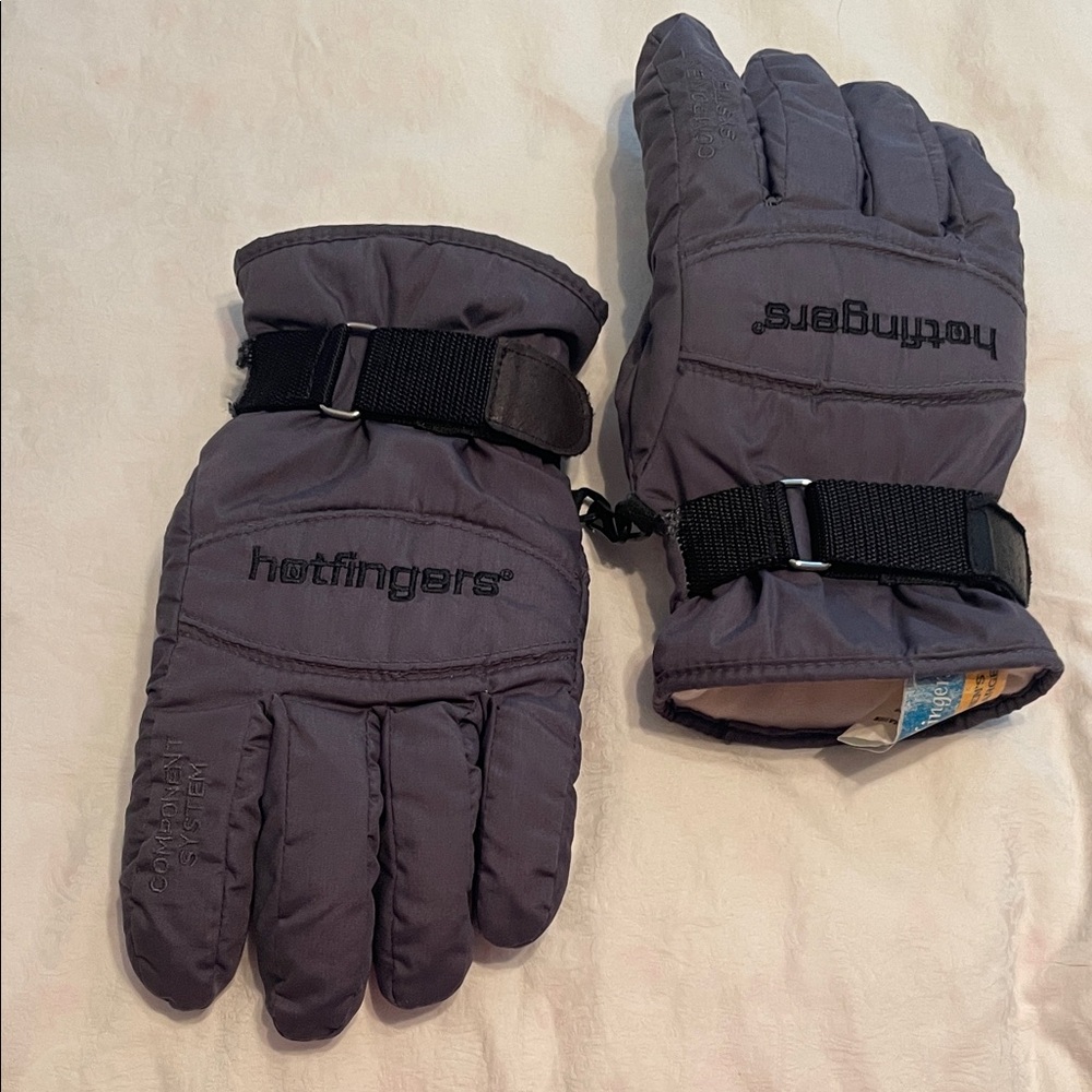 Men's Gray Hotfingers Winter Ski Gloves— large